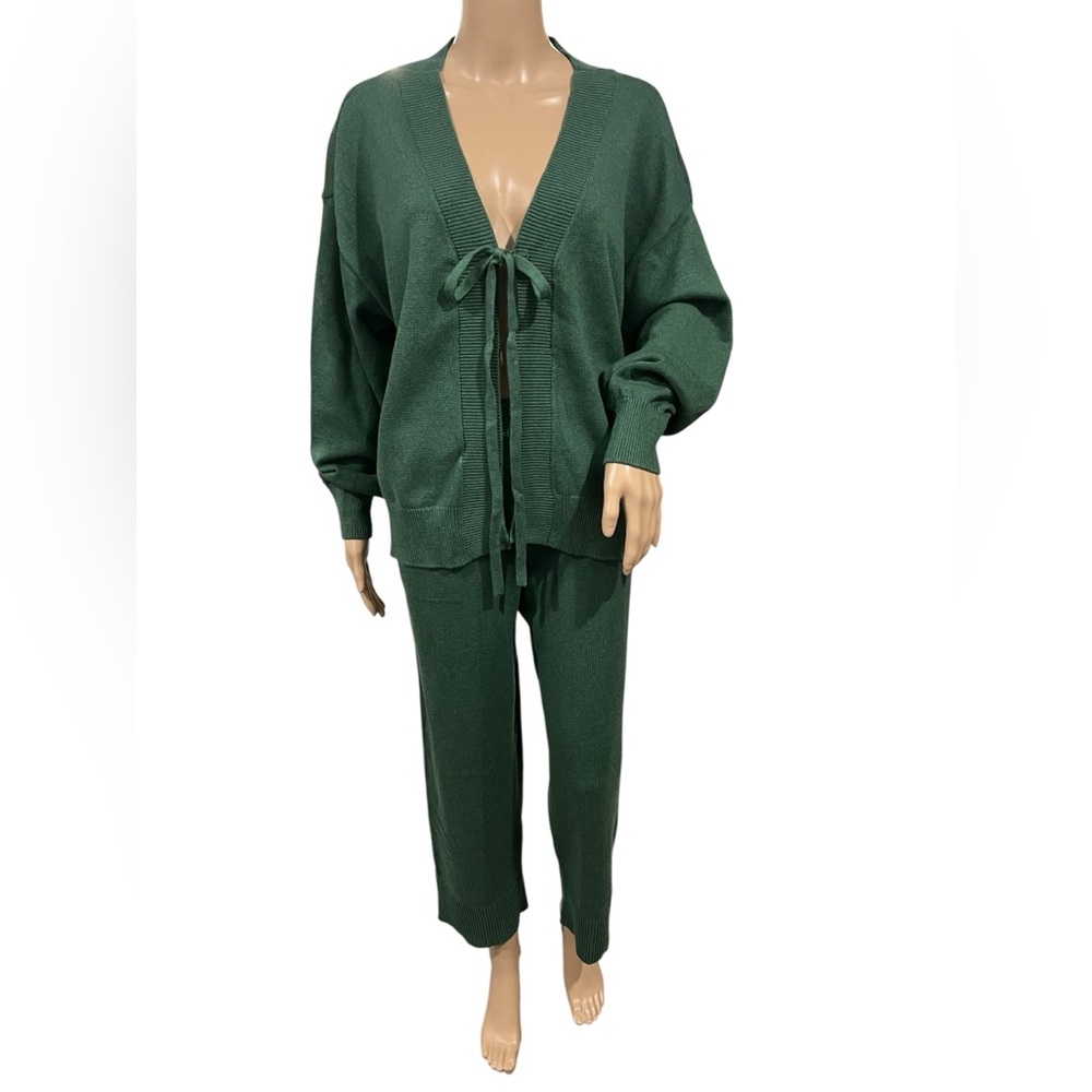 NWOT FREE PEOPLE BEACH Womens Solar Cardigan & Pants Set In Green Size Small